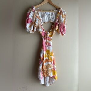 Sabo Skirt Dress Back Open Orange Pink White Small
